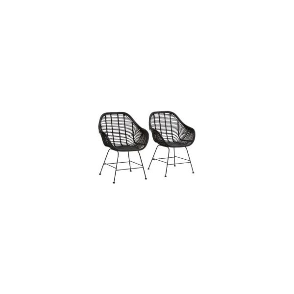 Sedie da pranzo in rattan nero in set di 2 Kiran - Støraa-image-3