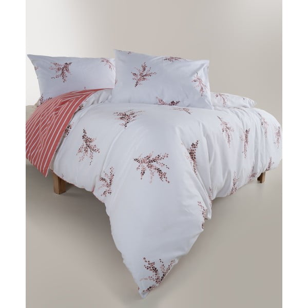 Set copripiumino e federa bianco/rosa in cotone renforcé per letto matrimoniale ed esteso 240x220 cm Breeze Floral – Mila Home Luxury-image-3