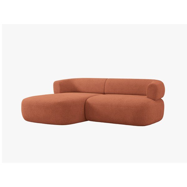 Divano angolare color terracotta (con penisola a sinistra/con chaise lounge) con rivestimento in bouclé Jenny – Micadoni -image-3