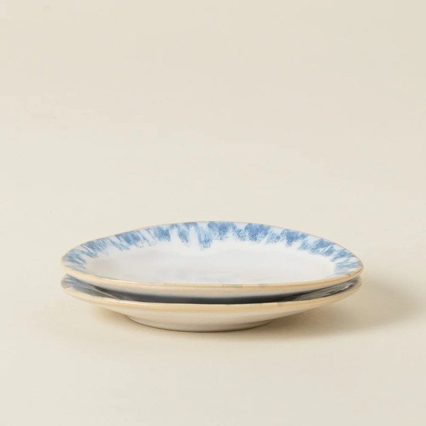 Piatto da dolce bianco/blu in gres Brisa – Costa Nova-image-2