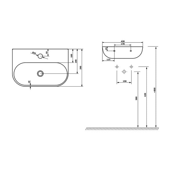 Lavabo nero in ceramica 42x29 cm Nerissa – Sapho-image-2