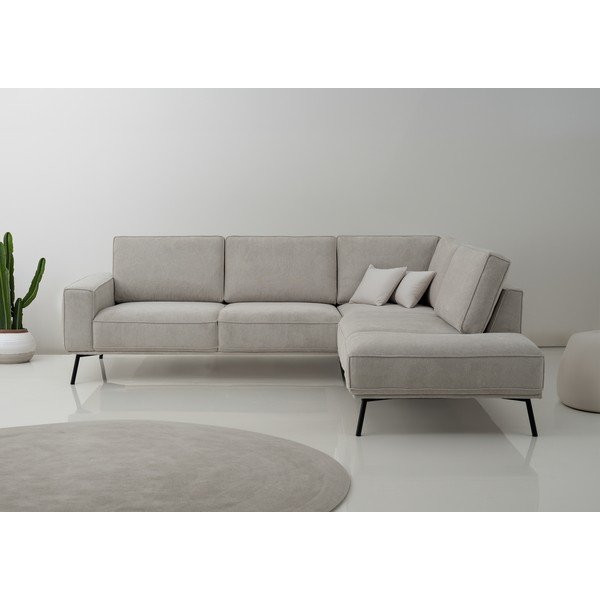 Divano angolare greige (con penisola a destra/a L) con rivestimento in ciniglia Amsterdam – Scandic-image-1