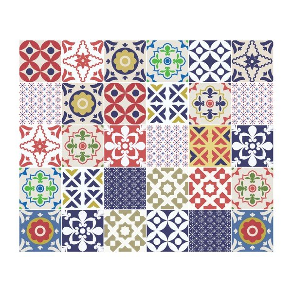 Set di 30 adesivi murali Piastrelle di cemento Azulejos Vinito, 15 x 15 cm - Ambiance-image-2