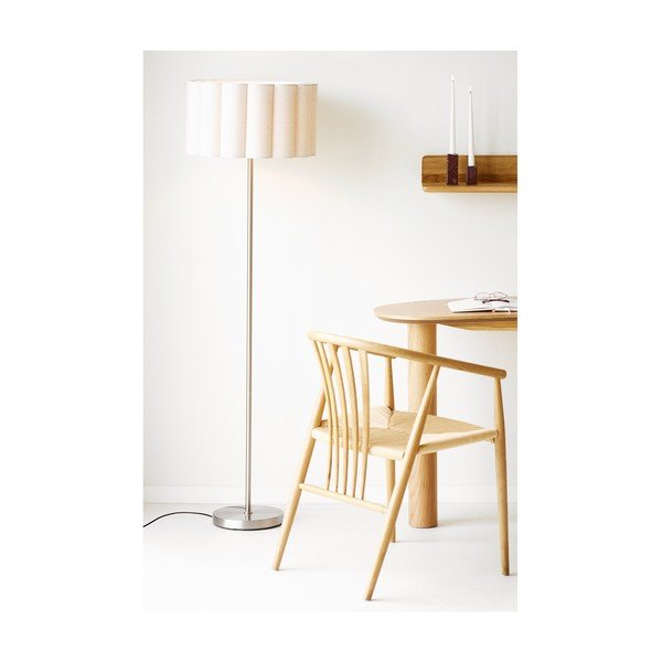 Lampada da terra beige/argentata in lino (altezza totale 150 cm) Wattom – House Nordic-image-2