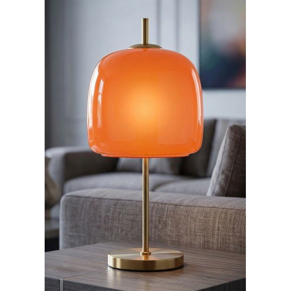 Lampada da tavolo arancione/dorata in metallo con paralume in vetro (altezza totale 53 cm) Oldy – Mauro Ferretti-image-1