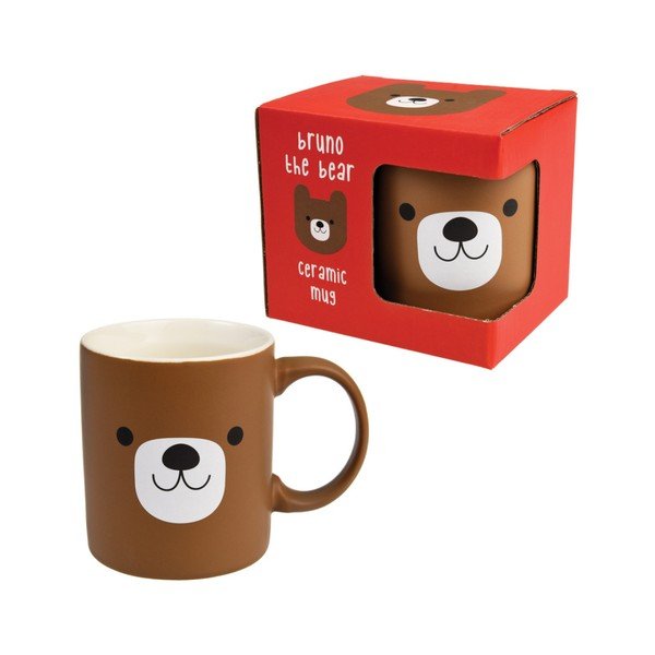 Hnědý keramický hrnek Rex London Bruno The Bear, 350 ml