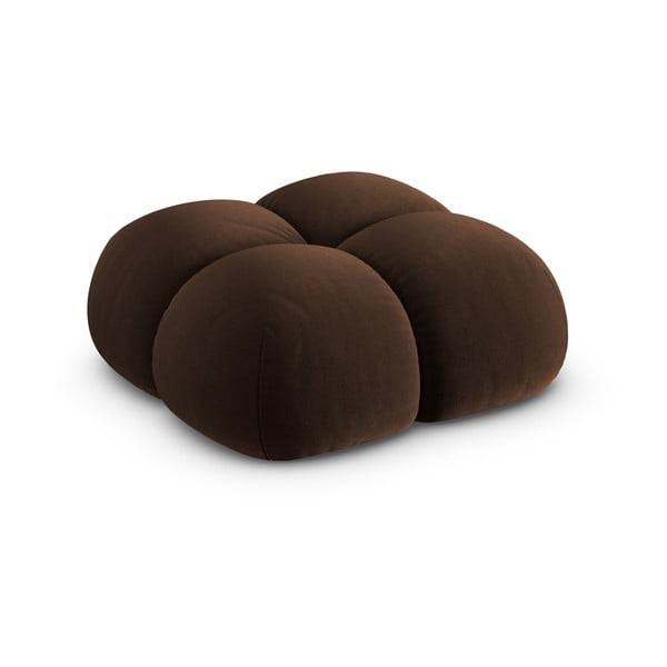 Poggiapiedi marrone scuro con rivestimento in velluto Loretto – Cosmopolitan Design-image-2