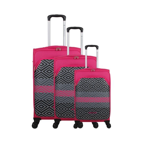 Set di 3 bagagli in magenta su 4 ruote Lulucastagnette Peruana - LULUCASTAGNETTE