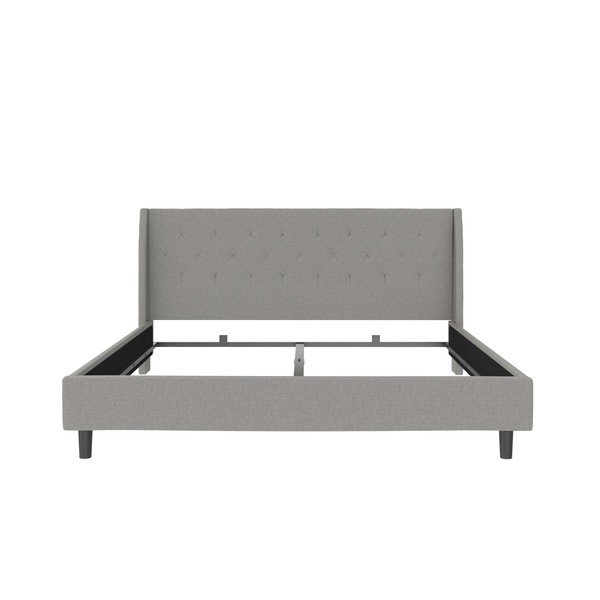 Letto matrimoniale imbottito grigio 180x200 cm Her Majesty - Støraa-image-3