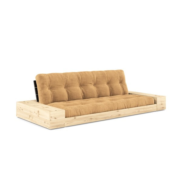 Divano letto in velluto a coste marrone chiaro-senape 244 cm Base - Karup Design