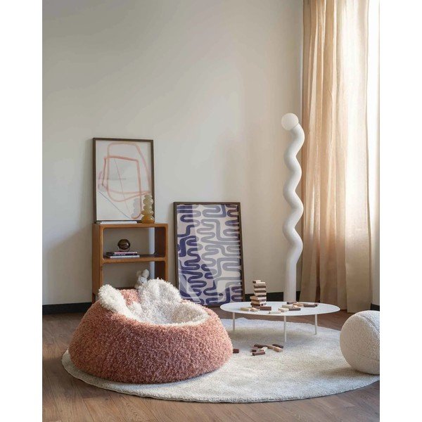 Pouf a sacco per bambini rosa polveroso con rivestimento in pelliccia sintetica Yeti – Wigiwama-image-1