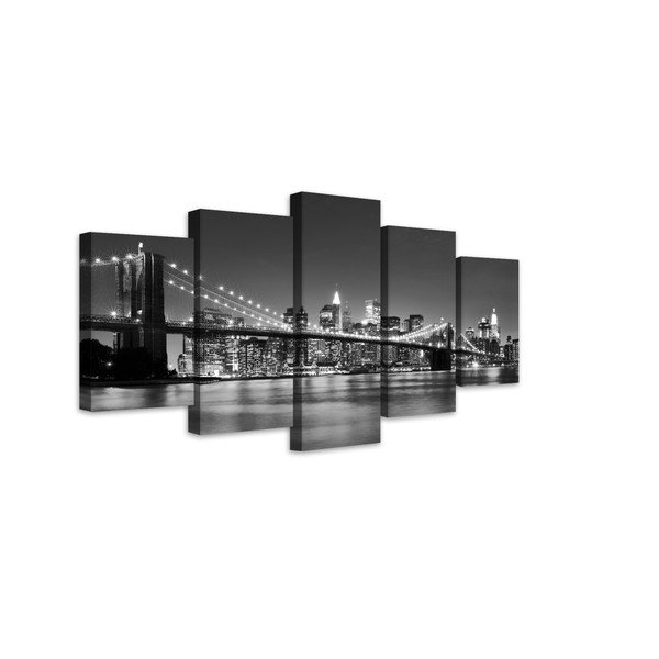 Pittura su tela in più parti Ponte BW, 100 x 150 cm - Styler-image-1
