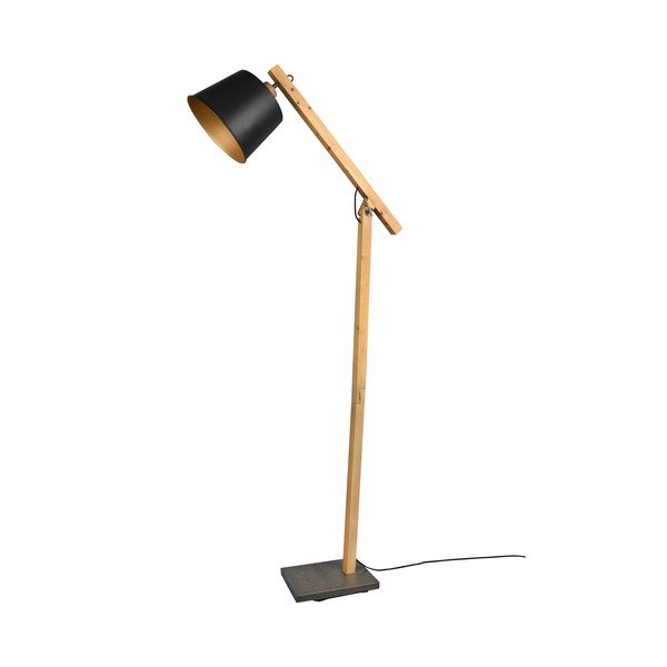 Lampada da terra in nero e naturale con paralume in metallo (altezza 156 cm) Harris - Trio-image-3