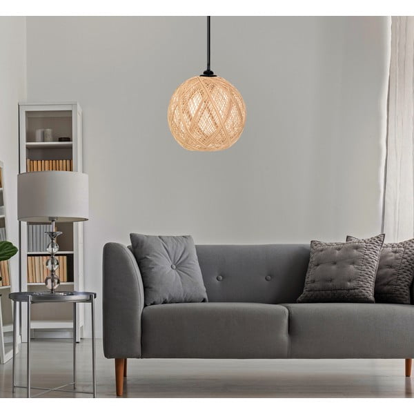 Lampadario nero/di colore naturale con paralume in iuta ø 24 cm – Opviq lights-image-2