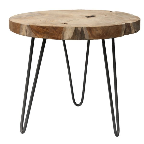 Tavolo pieghevole Helen con piano in legno di teak non trattato, ⌀ 55 cm Root - HSM collection