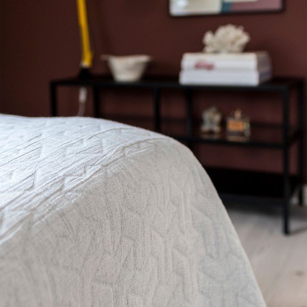 Copriletto in cotone riciclato bianco per letto matrimoniale 250x250 cm Trio - Mette Ditmer Denmark-image-1