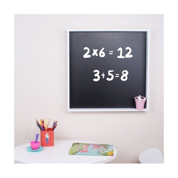 Bílá nástěnná police s tabulí North Carolina Scandinavian Home Decors Cube L