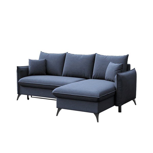 Divano angolare blu allungabile e con contenitore (con penisola a destra e chaise lounge) Brim – Rodier-image-2