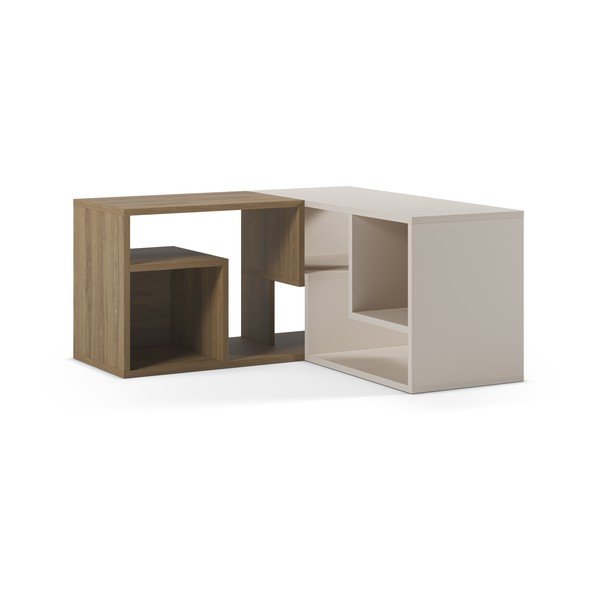 Mobile TV angolare bianco/di colore naturale con effetto rovere 145x45x35 cm Glina – Marckeric