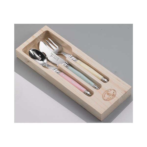 Set di 3 posate per bambini in acciaio inox in confezione di legno - Jean Dubost