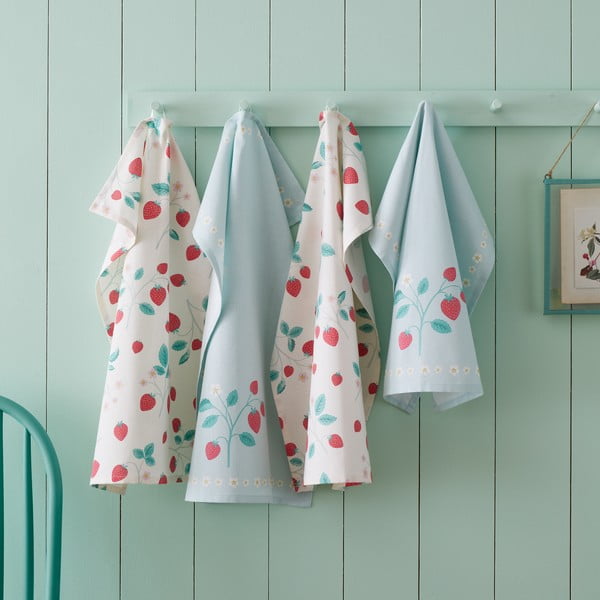 Asciugamani in cotone in set da 4 50x70 cm Strawberry Garden - Catherine Lansfield-image-1
