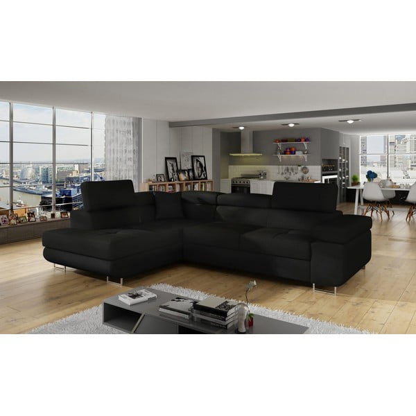 Divano angolare nero allungabile/con contenitore (con penisola a sinistra/a L) Anton – ELTAP-image-3