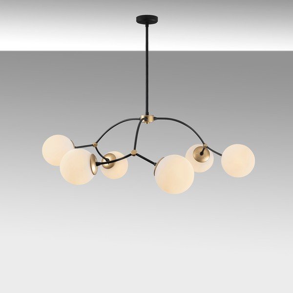 Lampadario bianco/nero con paralume in vetro ø 90 cm Kromozom – Opviq lights-image-4