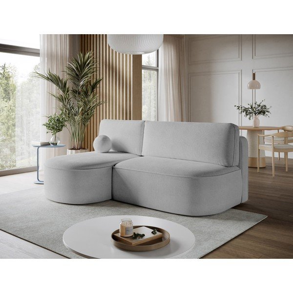 Divano angolare grigio allungabile/con contenitore (con penisola a sinistra/con chaise lounge) con rivestimento in ciniglia Livosa – ELTAP-image-4