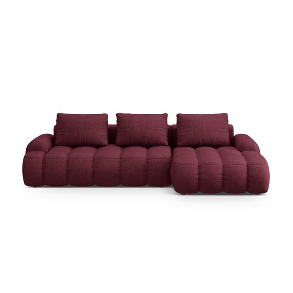 Divano angolare burgundy allungabile/con contenitore (con penisola a destra/con chaise lounge) Linz – Cosmopolitan Design