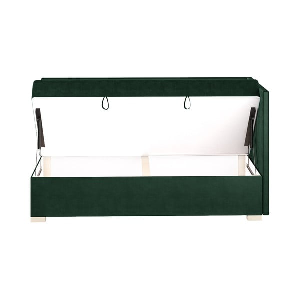 Letto da bambini con sponde verde scuro con contenitore con materasso incluso 90x200 cm Flexi – Ghado-image-4