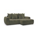 Divano angolare color kaki allungabile/con contenitore (con penisola a destra/con chaise lounge) con rivestimento in bouclé Roxelane – Bobochic Paris