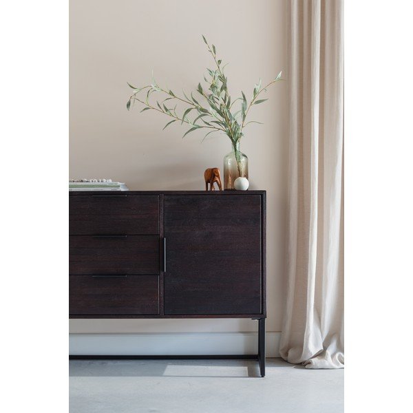 Cassettiera bassa marrone in teak 135x82 cm Webster - White Label-image-3