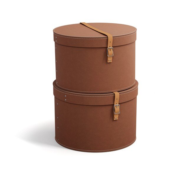 Scatole in set con coperchio marroni in cartone 2 pz ø 37,5x25 cm Rut Restore Paper Laminate – Bigso-image-2