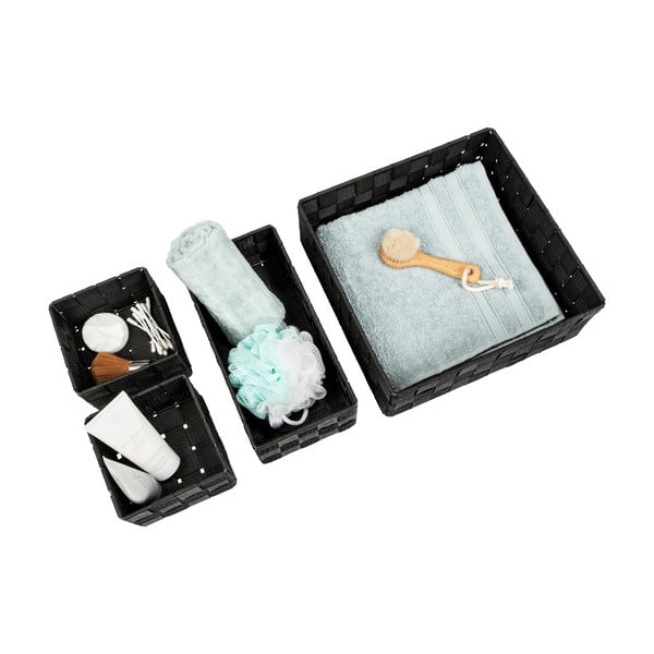 Set di 4 organizer da bagno in plastica nera Adria - Wenko-image-4