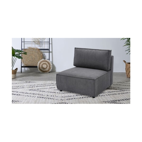 Modulo divano in velluto a coste grigio scuro, pezzo centrale Nihad modular - Bobochic Paris-image-1