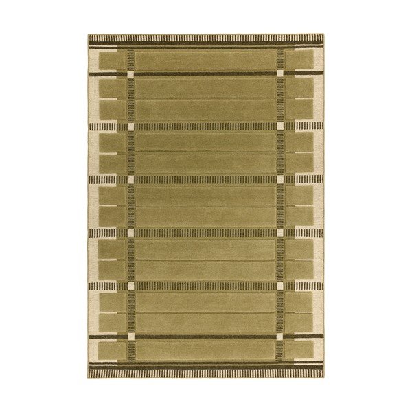 Tappeto verde/beige in lana tessuto a mano 120x170 cm – Asiatic Carpets