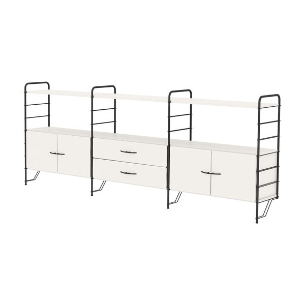 Sistema di scaffalature modulari bianco-nero 244x97 cm Dakota - Tenzo