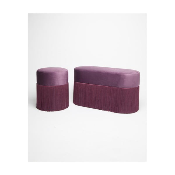 Pouf viola con rivestimento in velluto - Velvet Atelier-image-1