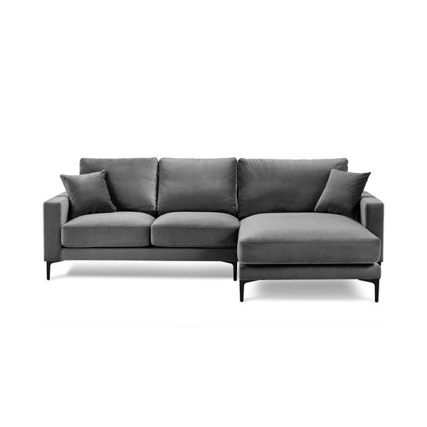 Divano angolare in velluto grigio, angolo destro Harmony - Kooko Home