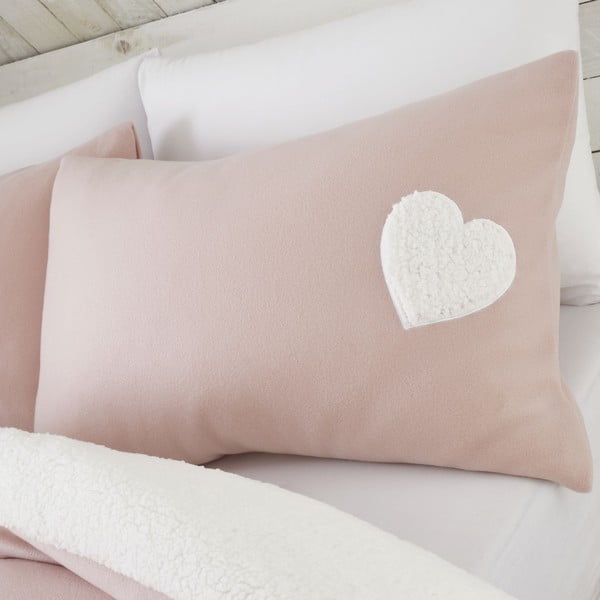 Biancheria da letto in pile rosa con motivo a cuore , 135 x 200 cm Cosy Heart - Catherine Lansfield-image-1