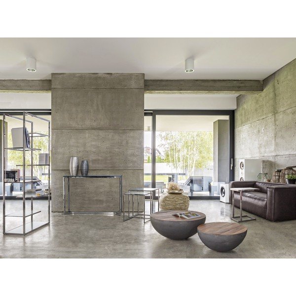 Tavolino da salotto rotondo grigio/di colore naturale in metallo ø 90 cm Lancaster – Bizzotto-image-1