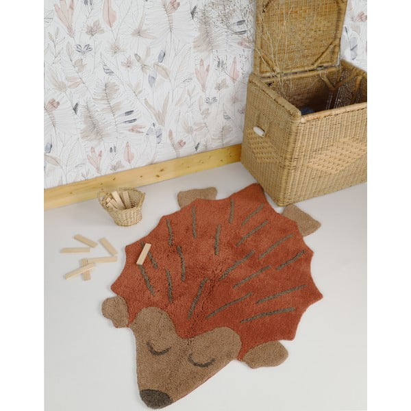 Tappeto per bambini color mattone/beige in cotone lavabile e tessuto a mano 80x120 cm Ollen – Nattiot-image-2