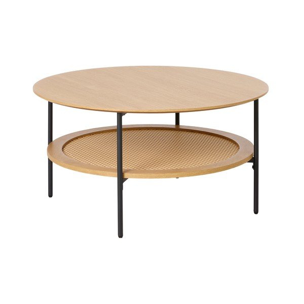 Tavolino da salotto rotondo di colore naturale con effetto rovere ø 80 cm Pensacola – Unique Furniture