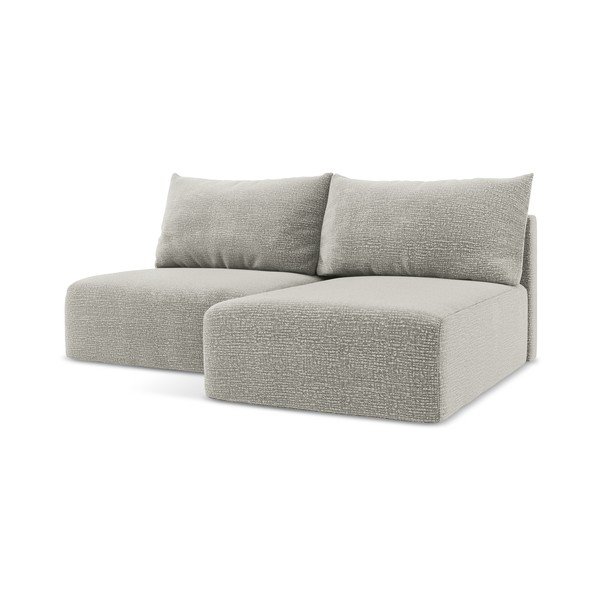Divano angolare grigio chiaro allungabile/con contenitore (con penisola a destra) Kalena – Makamii-image-1