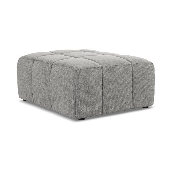 Poggiapiedi grigio con rivestimento in bouclé Aloha – Makamii-image-3