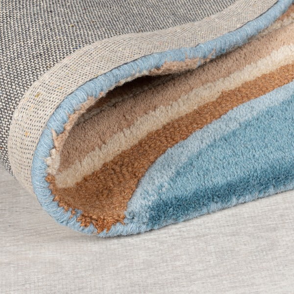 Tappeto blu in lana tessuto a mano 200x290 cm Abstract Flow - Flair Rugs-image-3