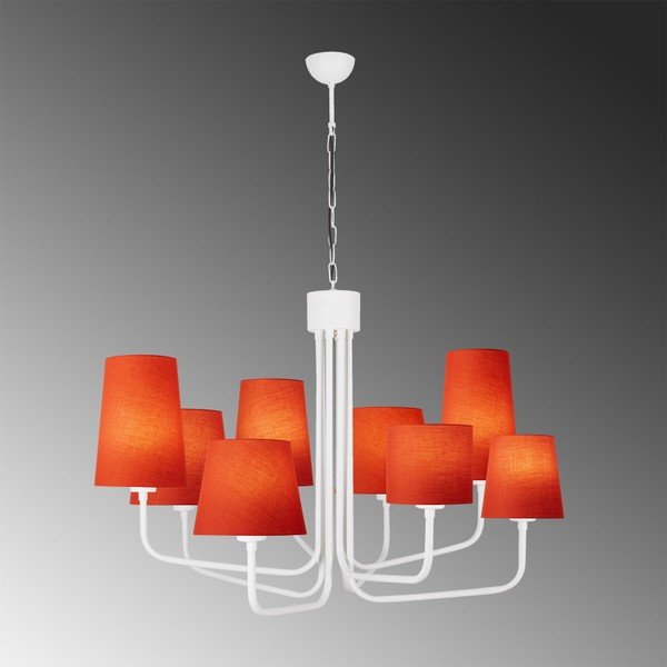 Lampada a sospensione in metallo bianco con paralumi rossi Opviq luci Anna - Opviq lights-image-1