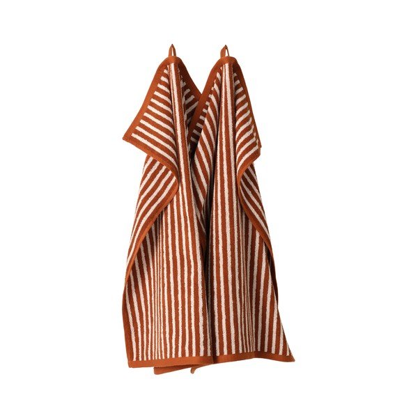 Asciugamano marrone cognac/color crema in cotone 50x70 cm Dixie – Jotex-image-2