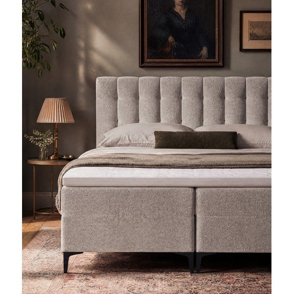 Letto boxspring grigio tortora con contenitore 180x200 cm Puhala – Makamii-image-3