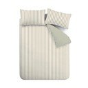 Set copripiumino e federa verde e color crema in cotone per letto matrimoniale 200x200 cm Hampton Stripe – Bianca